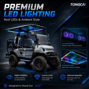 รถกอล์ฟ TongCai สำหรับสั่งซื้อจำนวนมาก 60V 4 ที่นั่ง แบตเตอรี่ลิเธียม 100Ah ยางสำหรับทุกสภาพพื้นผิว 4x4 สำหรับรีสอร์ท รถกอล์ฟที่เหมาะกับรีสอร์ท - Product Image 1