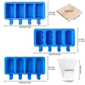 Molde de silicona para helados de 4 cavidades, con formas de animales, frutas y geometría, para helados caseros para niños, de grado alimenticio, sin BPA, duradero, DIY - Product Image 2