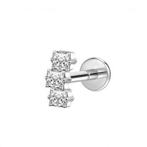 Prix d'usine Bijoux de mode pour femmes en Titane ASTM F136, Piercing corporel motif fleurs, Labret à dos plat, Boucle d'oreille en Zircon pour lobe - Product Image 5