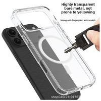 Coque Magnétique Simple TPU+PC 2-en-1 Antichoc Airbag Transparente Couverture Intégrale Minimaliste pour iPhone 17e 16 Pro Max