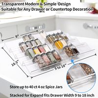 Organisateur de tiroir à épices en acrylique transparent extensible étagère à épices en acrylique plateau à épices de cuisine pour comptoir de tiroir