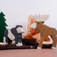 Ornements d'animaux en bois massif Décorations artisanales créatives écologiques pour le salon des enfants Meuble TV Bureau Bureau