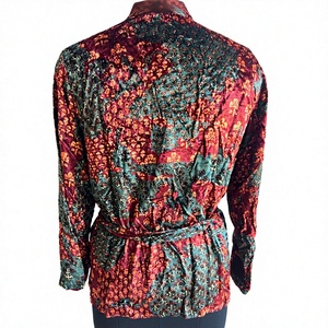 Kimono de Terciopelo Estampado Multicolor, Estilo Bohemio, Floral, Largo, Étnico, Chaqueta Impermeable con Frente Abierto, Vintage, para Primavera y Otoño - Product Image 3