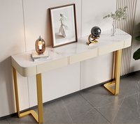 Console d'entrée moderne de luxe léger en dalle de roche, meuble de rangement et présentoir pour salon, idéal pour les salons et les hôtels