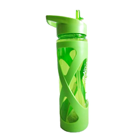 Bouteille d'eau en plastique de 21 oz avec couvercle, poignée et paille, sans BPA, qualité alimentaire, anti-fuite, compatible lave-vaisselle, pour la consommation quotidienne en extérieur