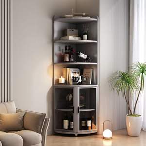 <b>Corner</b> Wine Cabinet With Lighting Living Room Storage <b>Shelf</b> Triangular Side Cabinet For Home Decor - Product Image 2