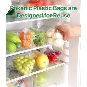 Pokanic Clear Plastic Produce <b>Bags</b> 10x15 Inches Reusable Washable Freshness Continuous Roll Kitchen Storage - Product Image 5
