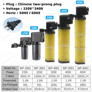 Bơm lọc chìm bể cá SOBO 20W 30W 40W, làm sạch nước xanh và tảo - Product Image 3