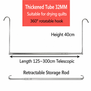 <strong>Retractable</strong> Foldable Detachable Wall Mounted Stainless Steel <strong>Drying</strong> <strong>Rack</strong> Balcony Wardrobe Laundry Quilt Hanger Pants Organizer - Product Image 1