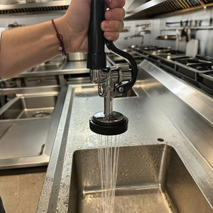 25 "Chiều cao đồng thau Chrome bồn rửa nhà bếp Vòi treo tường kéo xuống phun trước khi rửa phun Swing Spout nhà hàng thương mại - Product Image 6