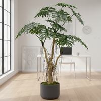 Plante Artificielle Calathea Bonsaï, Résistante aux UV, Arbre Artificiel Vert, Design Tropical, Fabriquée en Tissu et Plastique, Style Monstera