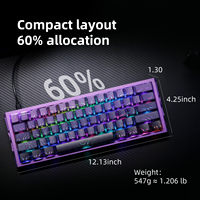 Clavier de jeu mécanique compact 60 % violet à 61 touches, coloré, pour PC de bureau – Meilleures ventes