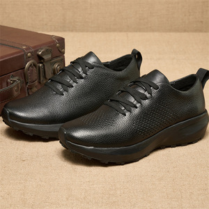 Chaussures décontractées en cuir véritable à lacets, bout rond, semelle extérieure en caoutchouc, semelle intermédiaire antidérapante en EVA, toutes saisons - Product Image 2