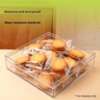 Boîte de rangement carrée transparente en PS de qualité alimentaire personnalisable par le fabricant avec couvercle pour emballer des en-cas, des noix, du chocolat, du pain, des bonbons