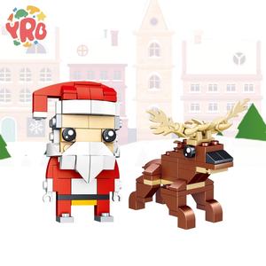 Vente chaude père noël et renne bloc de construction ensemble briques de noël pour enfants en plastique animaux thème boîte emballé cadeau - Product Image 1