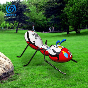 Sculpture d'abeille en acier inoxydable, décoration de pelouse extérieure, figurine animale contemporaine, montage au sol, faite à la main - Product Image 1
