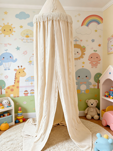 <span class=keywords><strong>Lit</strong></span> de Bébé Wonder Space avec Baldaquin à Volants, Couleurs Pastel Neutres, Forme Conique, Décoration pour Chambre d'Enfant (Garçons, Filles, Bébés) (Gris) - Product Image 6