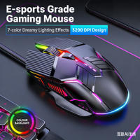 Souris de jeu filaire RGB S800, 3200 DPI, ergonomique, USB, avec 6 boutons, suivi optique silencieux à LED pour PC et ordinateurs portables