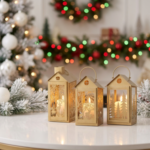 Dernières lanternes de Noël en métal en forme de maison, très vendues, avec découpe personnalisée pour la décoration intérieure - Product Image 5