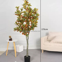 Arbre de Banyan Artificiel Haut de Gamme en Plastique et Soie Écologiques avec Effet de Paillettes Dorées pour Décoration Intérieure/Extérieure