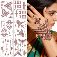 Autocollants de tatouage au henné pour le visage et le corps, aspect réaliste de Mehndi indien, à base de plantes, imperméables et résistants à la transpiration