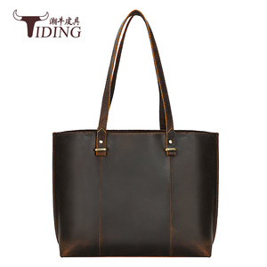 Tiding Genuine Leather Tote Bag Large Capacity Women's Shoulder Bag Solid Color Horizontal <b>Square</b> Design - Product Image 1