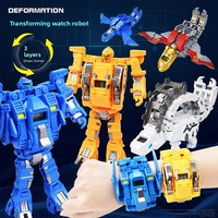 Juguete de Dinosaurio Transformable en Tres Posiciones, Robot Deformable para Niños, Reloj Electrónico de Dibujos Animados, Plástico, para Niños y Niñas de 4 a 6 Años