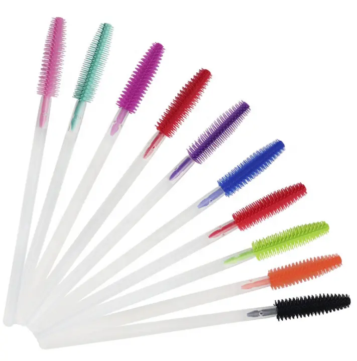 50ピース/パックClear Plastic Handle Professional Silicone Mascara Wand Eyelash Brushes For Eyelash Extension