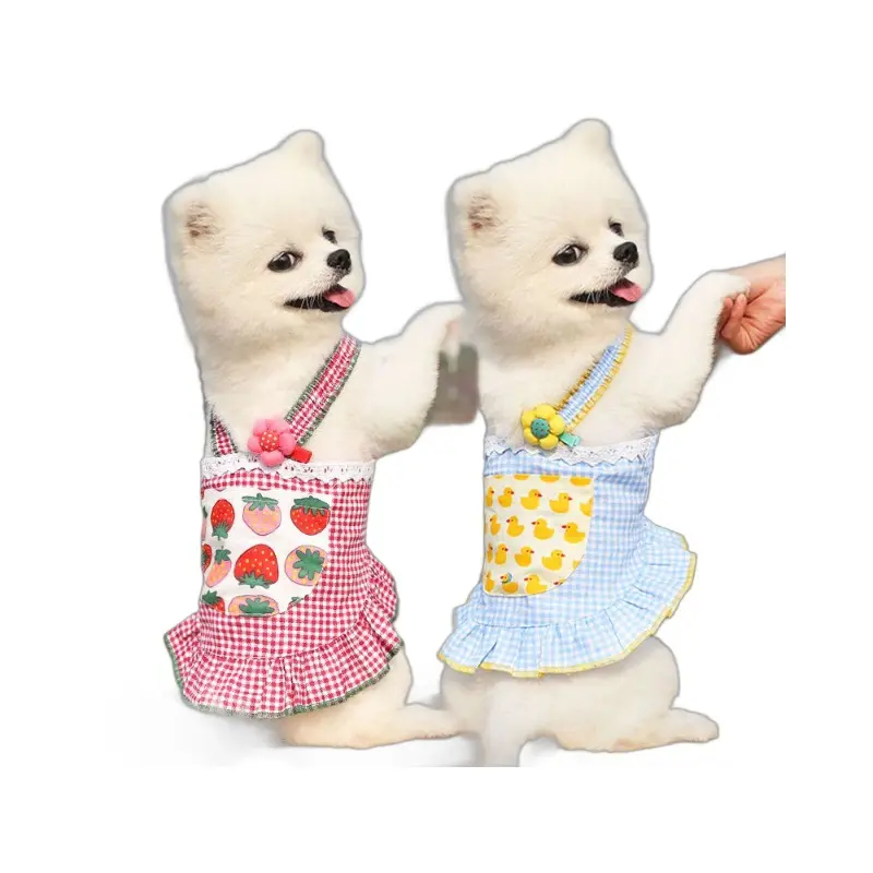Preiswert entzückendes Erdbeerenentenmuster Handy Katzenkleid Haustierkleidung Haustier Hundekleid Sommerkleid für Hunde