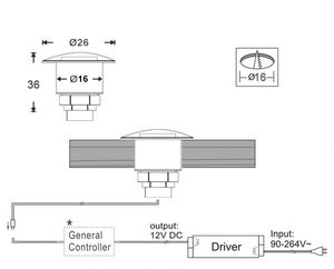 Lumière d'escalier LED encastrée demi-lune 12V 1W IP67 pour extérieur, éclairage de terrasse mini encastré, intensité réglable - Product Image 4