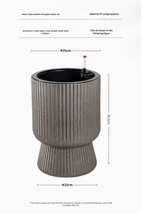 P409 Vaso per Fiori Grande Nordico Semplice in Resina Plastica Ispessita, Autoirrigante, Durevole, a Risparmio Idrico, Leggero, Anti-cemento - Product Image 3