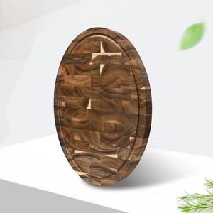 Akazien holz runde ovale Form Hack klotz Ende Korn Schneide brett - Product Image 3