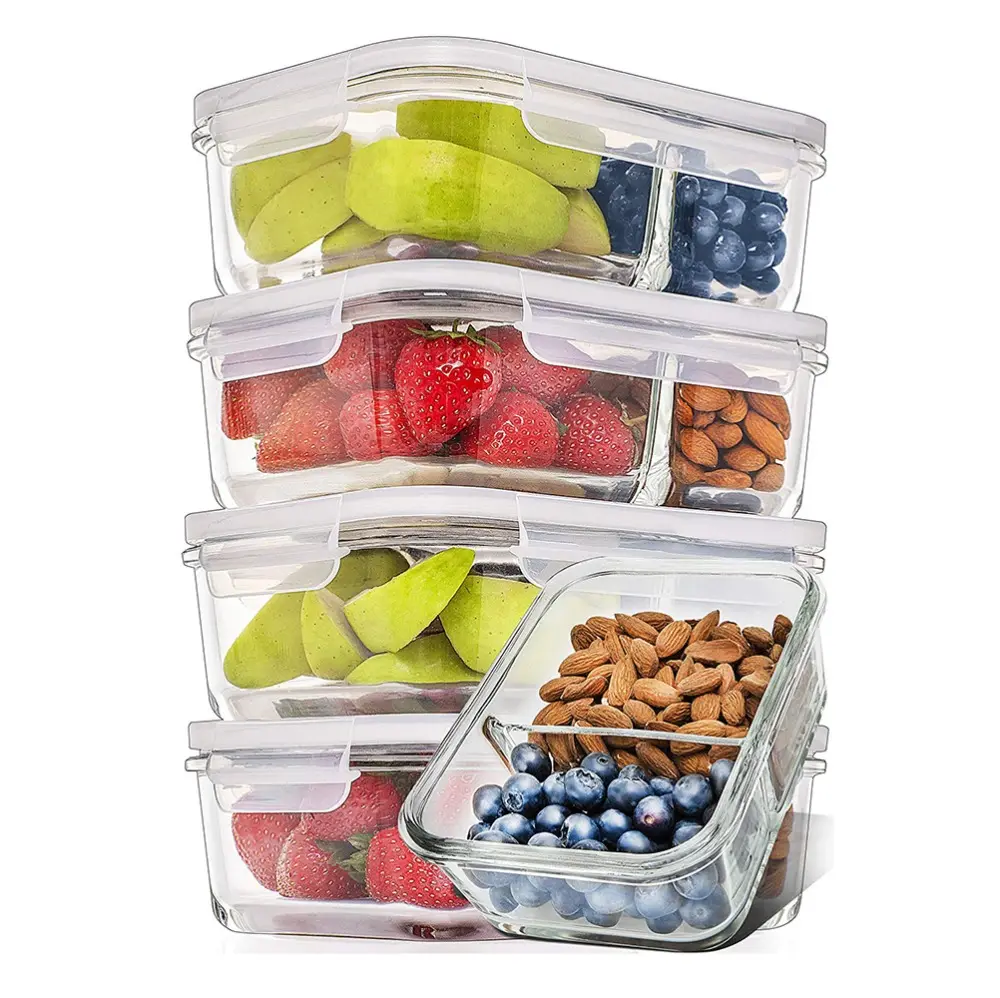 Glass Lunch Box for Office Kids Student Meal Prep Containers Microwave Bento Box with Compartment with vent
