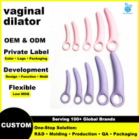 Kit de dilatateurs vaginaux en silicone, 5 pièces, tailles graduées, anneau à poignée courbée, ensemble de dilatateurs pour thérapie du plancher pelvien, BlueRabbit, vente en gros, ODM
