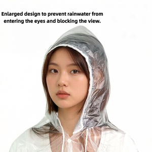 <span class=keywords><strong>Poncho</strong></span> de pluie transparent à capuche longue, en PEVA, pour adulte, jetable, idéal pour les voyages en extérieur, directement de l'usine - Product Image 2