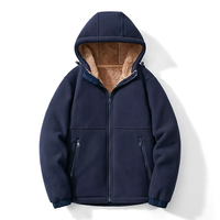 Automne hiver 100% Polyester hommes lourd polaire pleine fermeture éclair à capuche veste thermique doublé coupe décontractée vêtements de travail décontractés utilitaire ODM