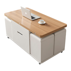 <span class=keywords><strong>Table</strong></span> <span class=keywords><strong>basse</strong></span> élévatrice multifonctionnelle avec 4 tabourets - Product Image 1