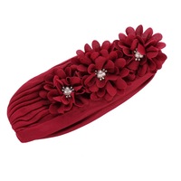 Gorro Turbante de Color Sólido, Pañuelo Musulmán, Gorro Interior para Hijab, Envoltura para la Cabeza Árabe, Sombrero para Mujer India, con Diamantes y Flores, de Poliéster a la Moda