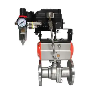 COVNA DN50 2 inch 2 Way 2PC 316 Stainless Steel Pneumatic Actuated Flanged Ball Valve with Pneumatic Positioner
