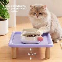 Support de gamelle surélevé en céramique pour chat et chien, anti-fuite, avec support de cou, plat rond pour nourriture et eau pour animaux de compagnie, Chaozhou Guangdong