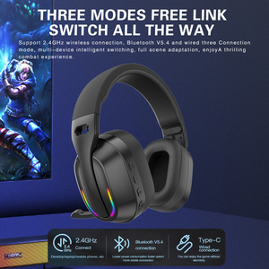 Casque de jeu sans fil 2,4 G BT 5.4 à faible latence, compatibilité multiplateforme pour TV/PC/<span class=keywords><strong>PS4</strong></span>/téléphone portable, écouteurs sans fil - Product Image 5