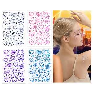Gros Festival Maquillage Yeux Gemmes Adhésif Strass Autocollants Coeurs Étoiles Auto-Adhésif Bijoux Visage Cheveux Gemmes - Product Image 1