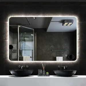 Rectangular Touch Screen Lighted Mirror Bathroom Mirror With Led Lights