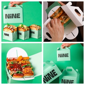 Boîte d'emballage en carton avec poignée, logo personnalisé, dégradé pastel, pour cadeaux de boulangerie et bonbons - Product Image 6
