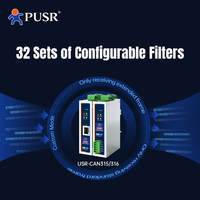 Convertidor de Protocolo PUSR CANFD (CANFD Ethernet/RS485/RS232) Modbus RTU/TCP, Conversión de Protocolo de 5 Modos, Construcción Metálica