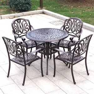 고품질 옥외 안뜰 무쇠 정원 가구 테이블과 의자는 주조 알루미늄 정원 가구를 놓습니다