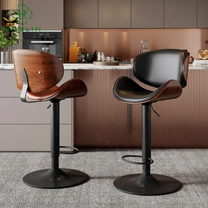 Sgabelli da Bar/Caffè in Stile Retrò HUALIN, Sgabelli Alti in Legno Massello - Product Image 2