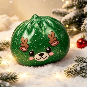 Christmas Reindeer <b>Glitter</b> Dumpling Squishy Soft Squeeze Fidget Toy Stress Relief Sensory Toy Gift for Kids and Adult - Product Image 4