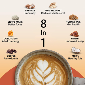 Caffè in Polvere ai Funghi 6 Funghi Adattogeni Criniera di Leone Cordyceps per Concentrazione Energia Supporto Immunitario e Digestione Adulti 180g - Product Image 3