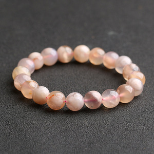Natural Agate Stone <strong>Beads</strong> Smooth Round Mixed Charm Flower Gemstone <strong>Bracelet</strong> Sweet Cute Cherry Blossom <strong>Bracelet</strong> - Product Image 4